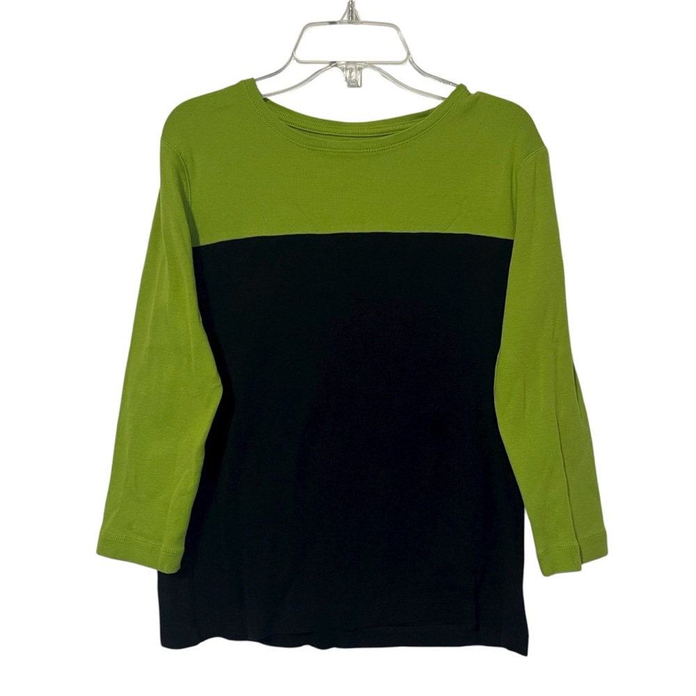 Kim Rogers size small women’s 100% cotton two toned 3/4 sleeve top